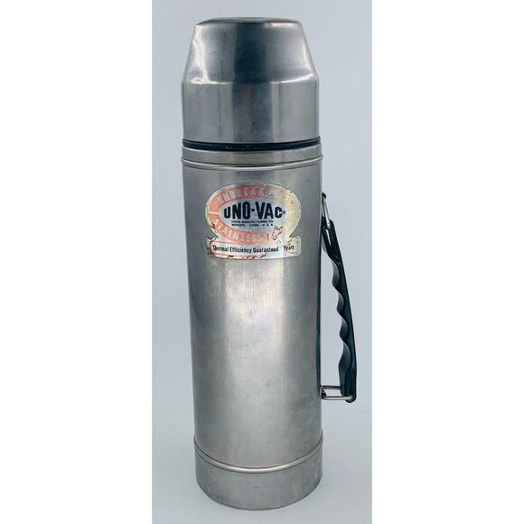 Uno Vac Thermos Stainless Steel Vintage Unbreakable 2711078 One Qt Silver Handle - Picture 15 of 15